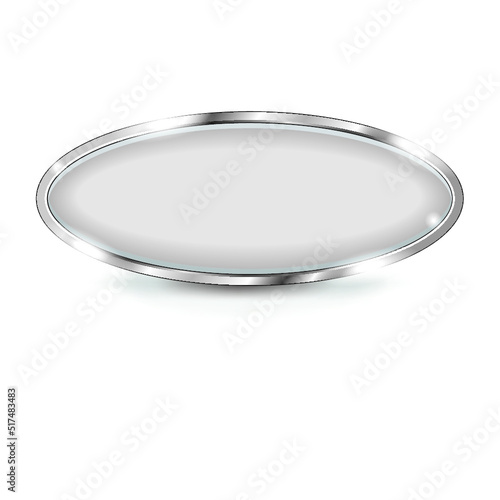 White glass 3d button with metal frame