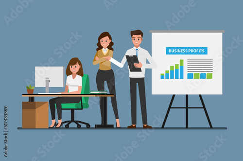 Business People Having Board Meeting,Vector illustration cartoon character.