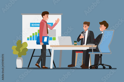 Business People Having Board Meeting,Vector illustration cartoon character.
