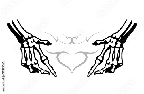 Human skeleton hands. Vector bones image. Isolated on white background.
