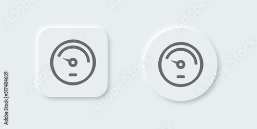 Speedometer line icon in neomorphic design style. Performance indicator signs vector illustration.