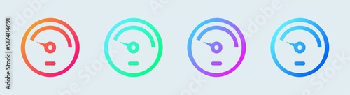 Speedometer line icon in gradient colors. Performance indicator signs vector illustration.