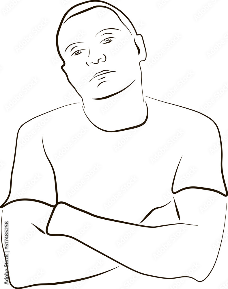man looks with disdain, isolated on white background. fictional character man looks with disdain, isolated on white background. fictional character