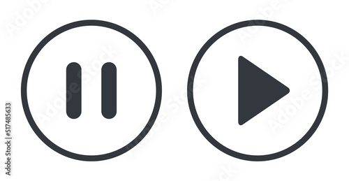 Set of Stop, pause and play icon, interface media button, internet player video symbol, web film audio vector illustration