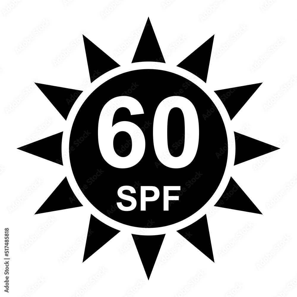 Sun protection factor 60 icon, uv radiation block symbol, sun protect skin vector illustration Sun protection factor 60 icon, uv radiation block symbol, sun protect skin vector illustration