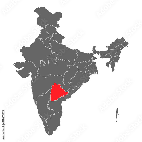 India map graphic, travel geography icon, indian region TELANGANA, vector illustration
