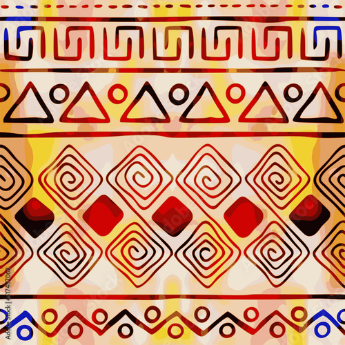 Seamless pattern. Ethnic background, african motifs, hand drawing.