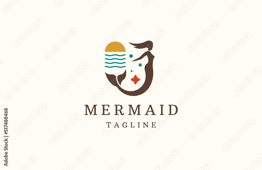 Mermaid logo icon design template flat vector illustration Mermaid logo icon design template flat vector illustration