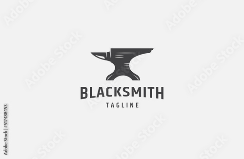 anvil Blacksmith logo icon design template flat vector illustration