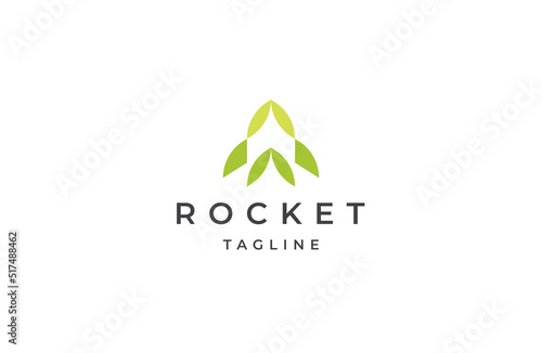 Rocket launch logo icon design template flat vector illustration