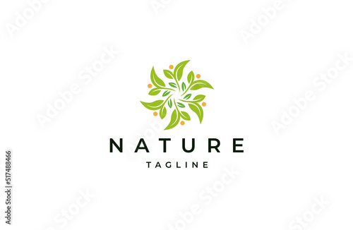 Leaf nature logo icon design template flat vector illustration