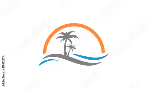 Abstract design of sun and sea icon. Vector illustration