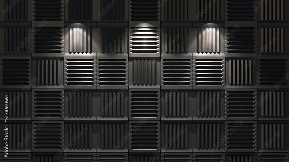 Αυτοκόλλητο Acoustic foam background illuminated. 3d illustration