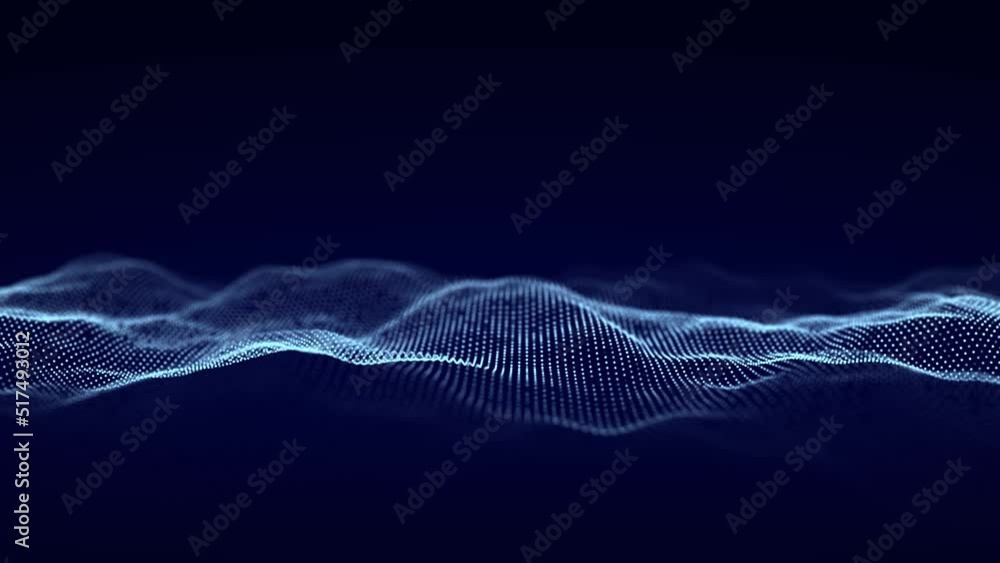 Music wave of particles. Big data visualization. Abstract blue ...