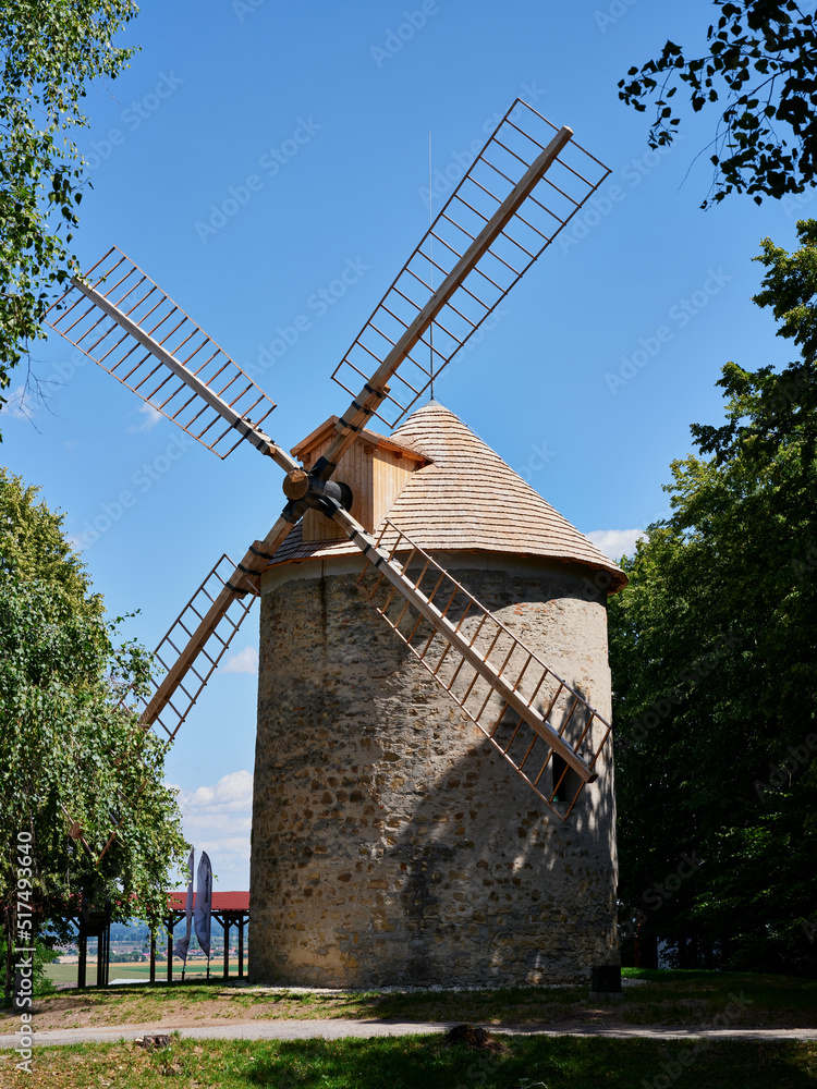 Historic stone windmill in Holic, Slovakia