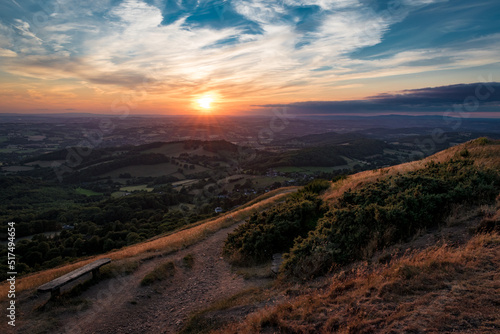 Sunset over Herefordshire, from the Worcestershire Beacon, UK.