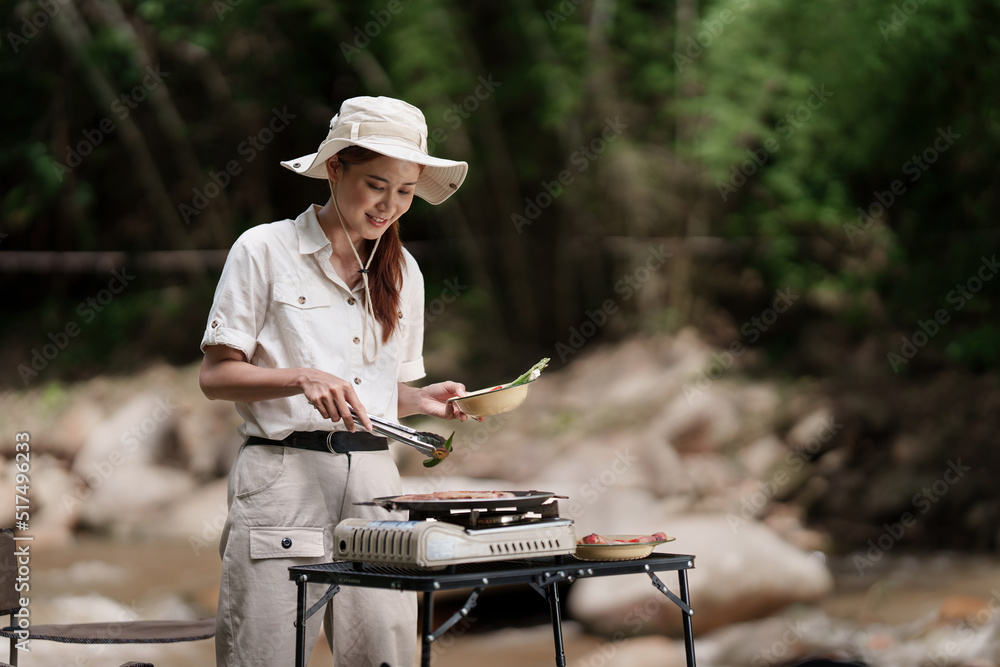 Asian woman journey and camping in Thailand. Travel outdoor activity lifestyle. Asian woman journey and camping in Thailand. Travel outdoor activity lifestyle.
