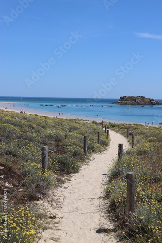 path to the beach at the island in Houat, Brittany 