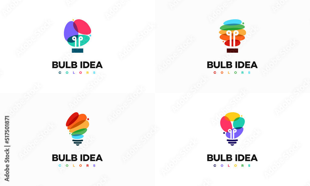Set of Colorful lightbulb logo designs concept, creative icon symbol technology logo, bulb logo designs
