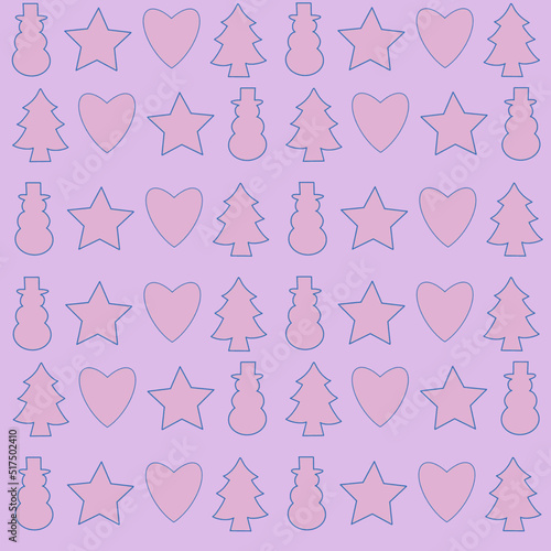 santa claus,mitten,feather,gift packed in a box,christmas tree,bird,toy,gingerbread man,christmas star,heart,snowman,star,vector, pattern, illustration, animal, cartoon, seamless, design, decoration, 