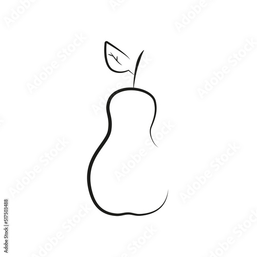 A pear icon highlighted against a linear art style background on a white background. Vector illustration.