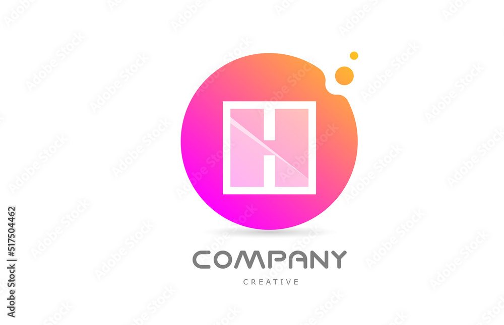 pink yellow dots H alphabet letter logo icon with transparency. Creative template for company pink yellow dots H alphabet letter logo icon with transparency. Creative template for company