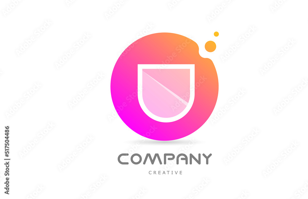 pink yellow dots U alphabet letter logo icon with transparency. Creative template for company pink yellow dots U alphabet letter logo icon with transparency. Creative template for company