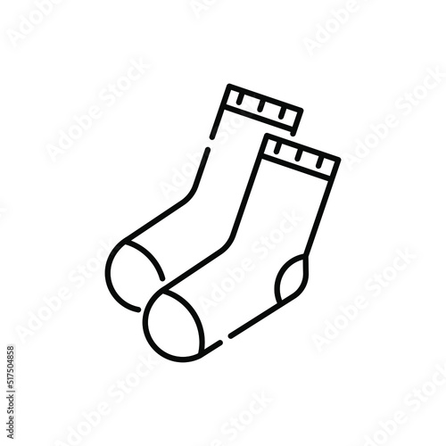 Minimal vector illustration of a pair of socks, flat icon style with clean lines, perfect for fashion, clothing, and seasonal wear design elements in modern graphic layouts.