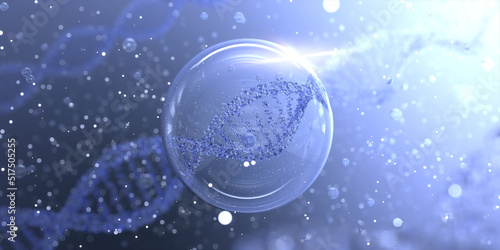 Wallpaper Mural embryonic cell with DNA Helix structure. Science and technology. Structure. Development of organisms at the cellular level under a microscope. medical science concept. 3D illustration. Torontodigital.ca