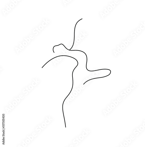 Vector isolated ballet danser man contour line silhouette drawing. Colorless black and white ballet dancer in pose outline hand drawing sketch.