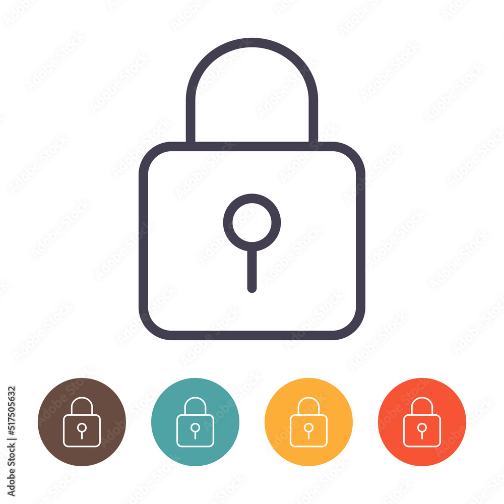 Lock line icon isolated on a white background Lock line icon isolated on a white background