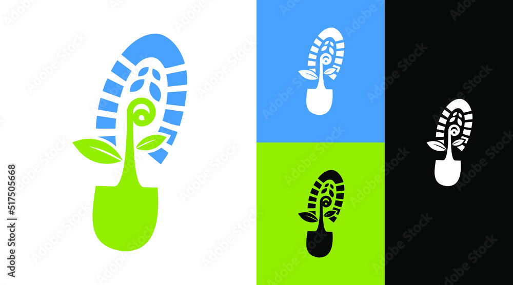 Boot imprint Go Green Community Logo Design Concept Boot imprint Go Green Community Logo Design Concept