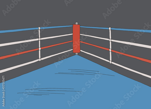 Boxing ring sport corner graphic color sketch illustration vector 