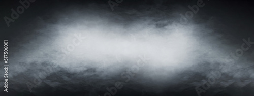 Abstract smoke texture frame over dark black background. Fog in the darkness.