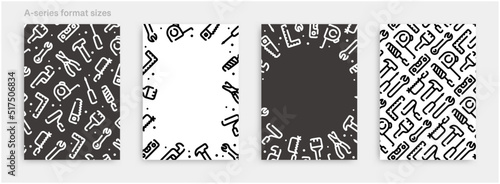 Tool icon pattern background for graphic design.A-size vertical vector template set.