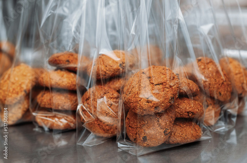 oatmeal cookies in portions in plastic packaging