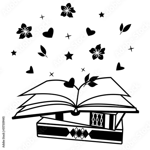 Open book with flowers svg, Book lover svg, Reading illustration, Library
