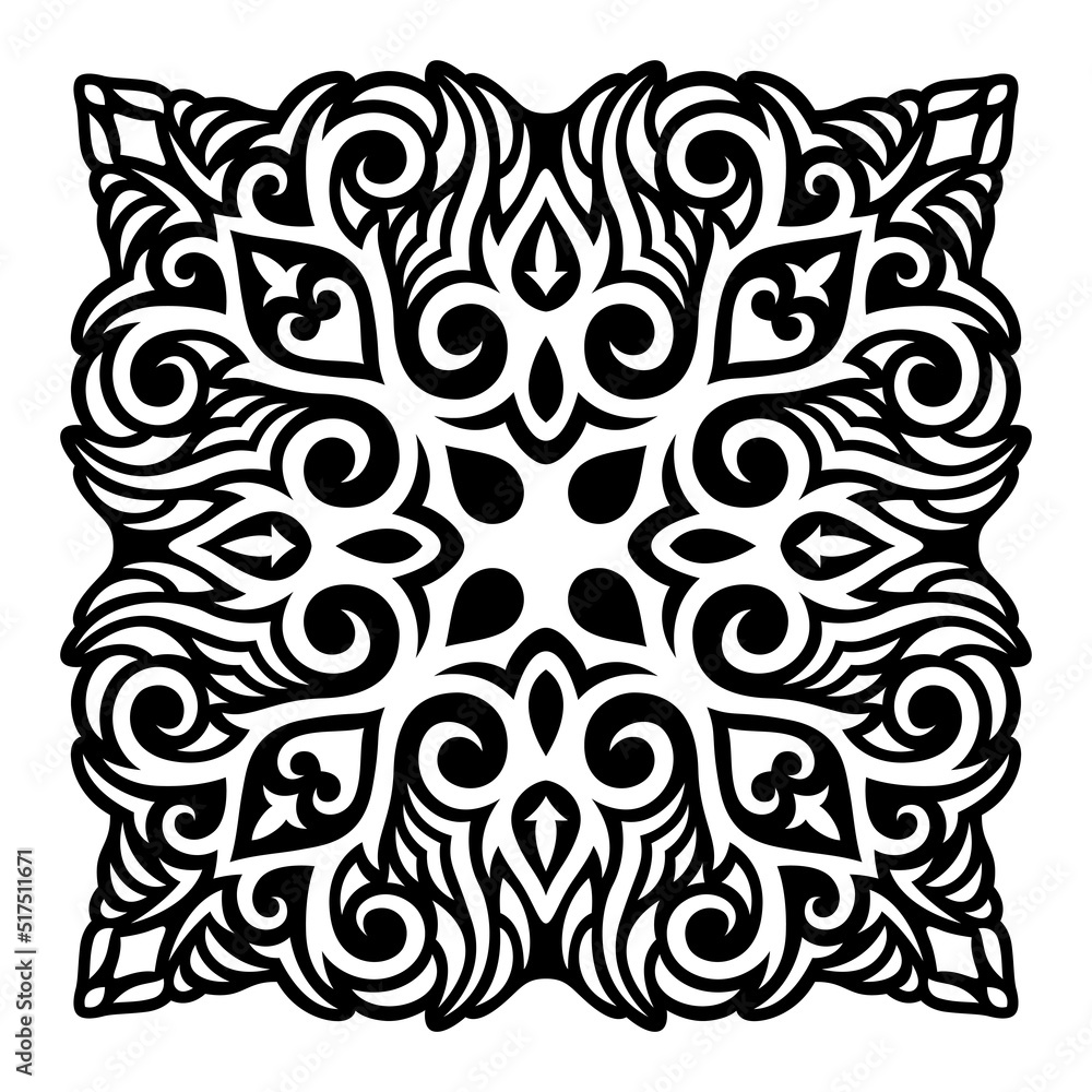 Fototapeta premium Tribal tattoo art with black vintage pattern