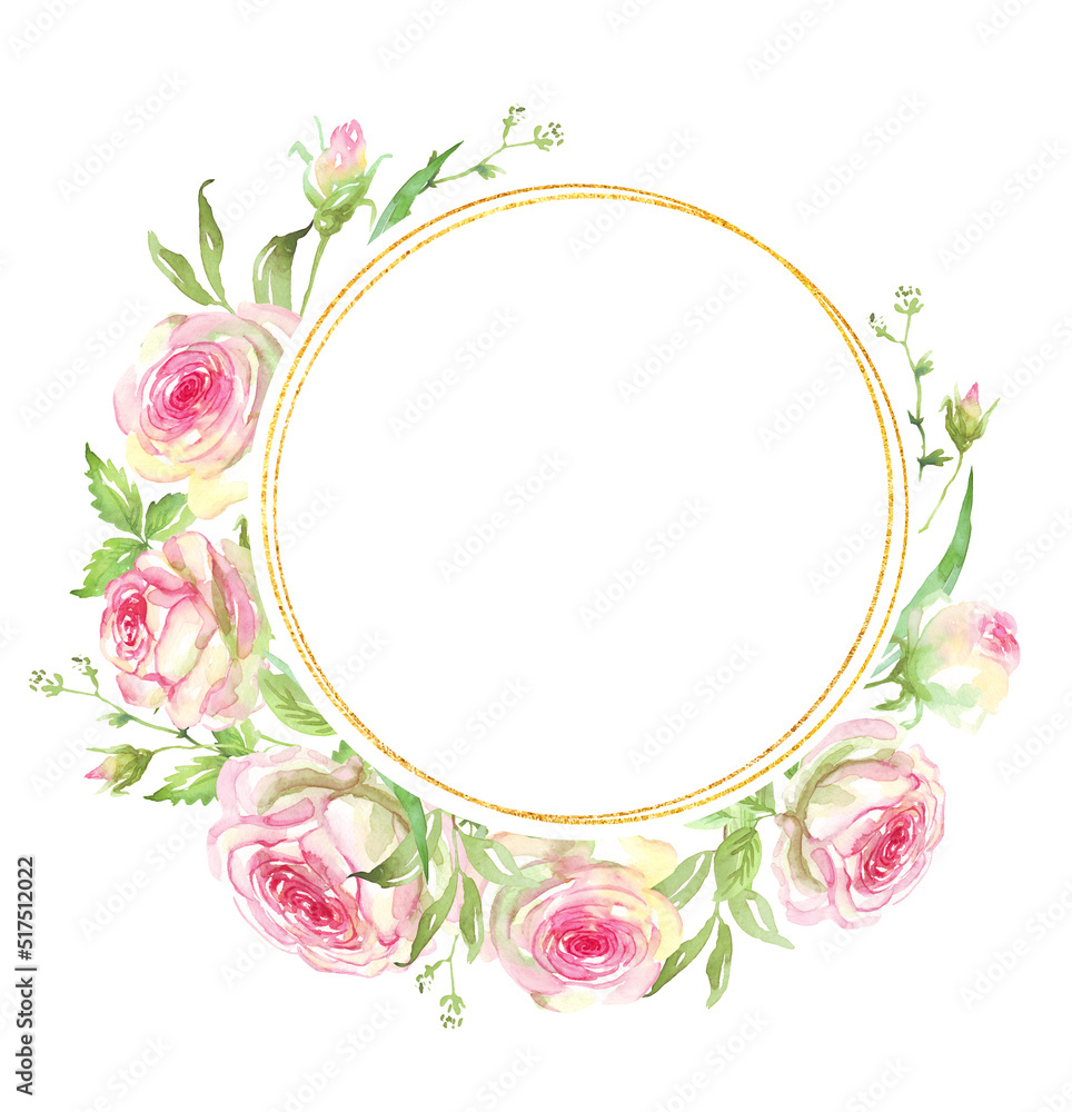 Roses frame. Watercolor clipart Roses frame. Watercolor clipart