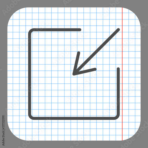 External link simple icon, vector. Flat design. On graph paper. Grey background.ai