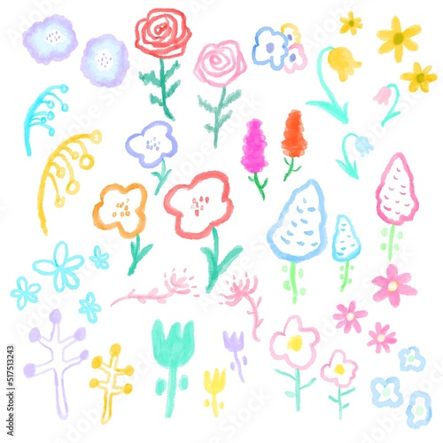 Hand drawn watercolor design flowers clipart set