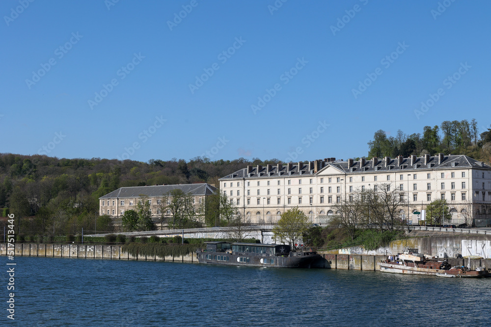 view from seine river of a part of saint-cloud domain in Paris