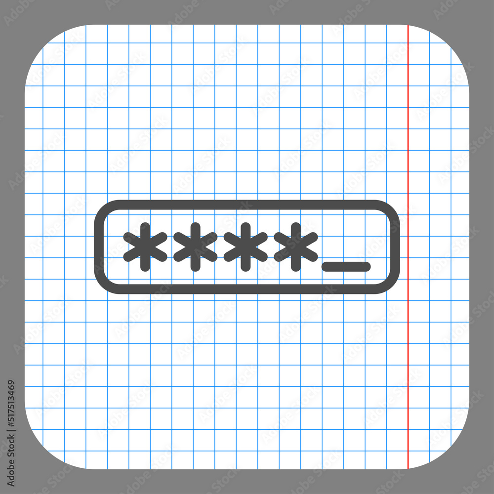 Password simple icon, vector. Flat design. On graph paper. Grey background.ai Password simple icon, vector. Flat design. On graph paper. Grey background.ai
