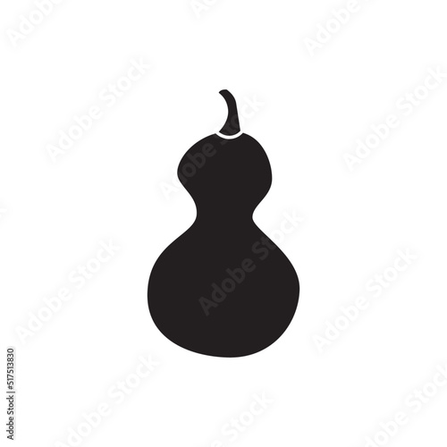 Bottle gourd icon in black flat glyph, filled style isolated on white background