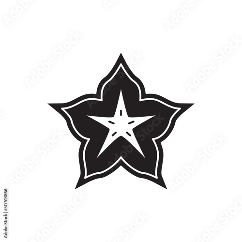 Carambola icon in black flat glyph, filled style isolated on white background