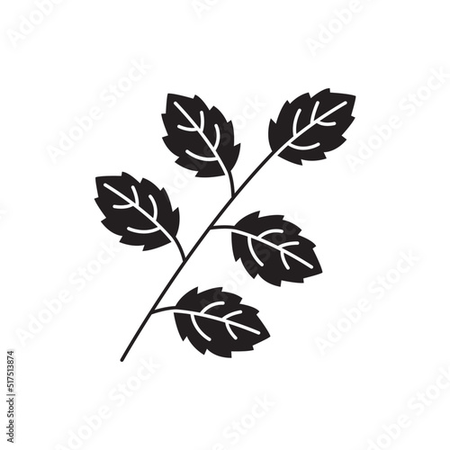 Flavor leaf icon in black flat glyph, filled style isolated on white background