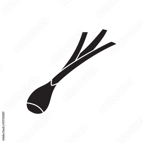 green onion, scallion icon in black flat glyph, filled style isolated on white background
