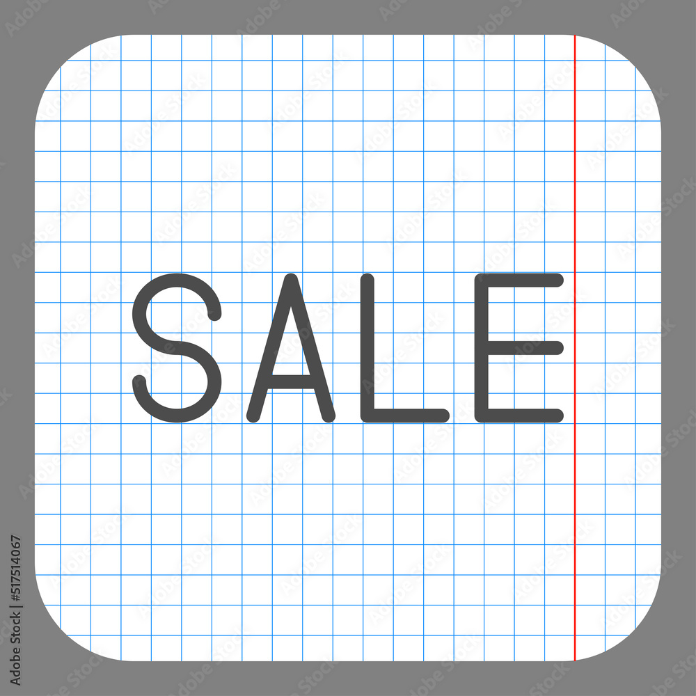 Sale simple icon vector. Flat design. On graph paper. Grey background.ai