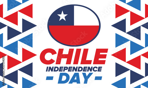 Chile Independence Day. Happy national holiday Fiestas Patrias. Freedom day. Celebrate annual in September 18. Chile flag. Patriotic chilean design. Poster, card, banner, template, background. Vector