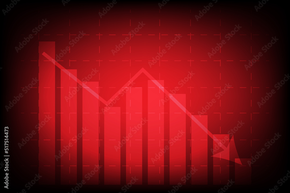 Economic critical crisis concept. The red graph drops down and charts on a red background. Recession financial, cryptocurrency, gold, and the stock market. Losing money and cash. Economic critical crisis concept. The red graph drops down and charts on a red background. Recession financial, cryptocurrency, gold, and the stock market. Losing money and cash.